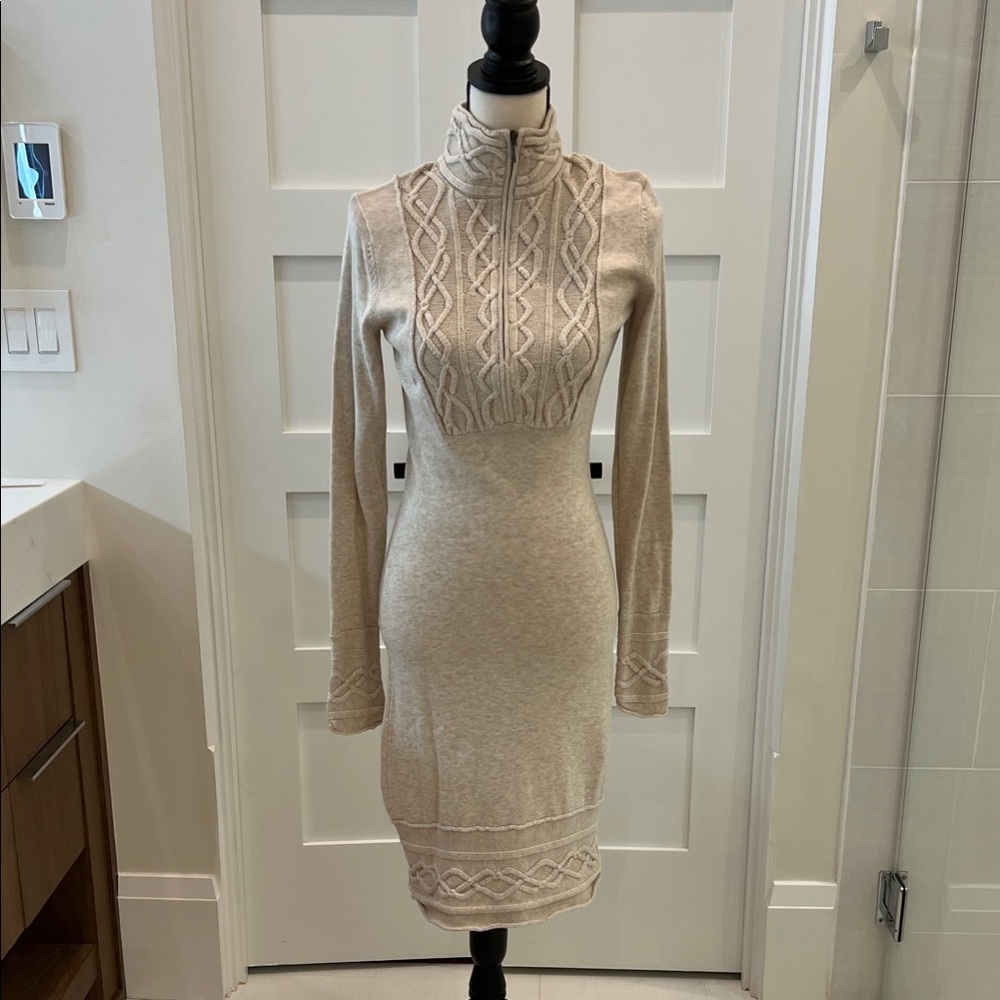 ATHLETA Organic Cotton and Wool Cream Knit Dress